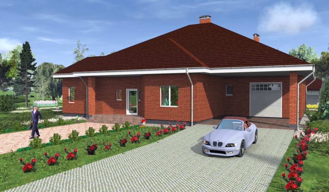 Jednopodlažný dom s garážou a terasou
