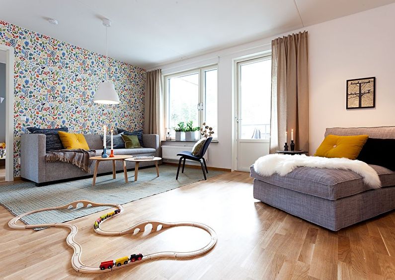 Papel de parede para sala de estar em estilo escandinavo
