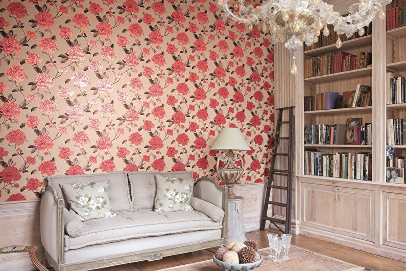Papel de parede floral para salão em estilo provençal