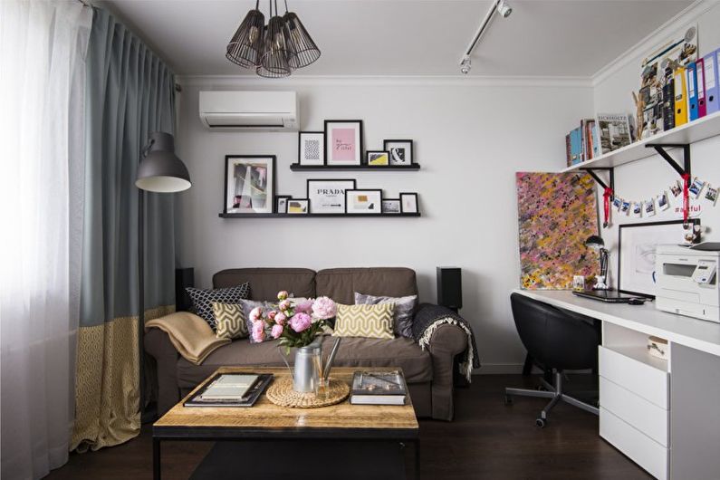 Pequena sala de estar em branco - Design de interiores