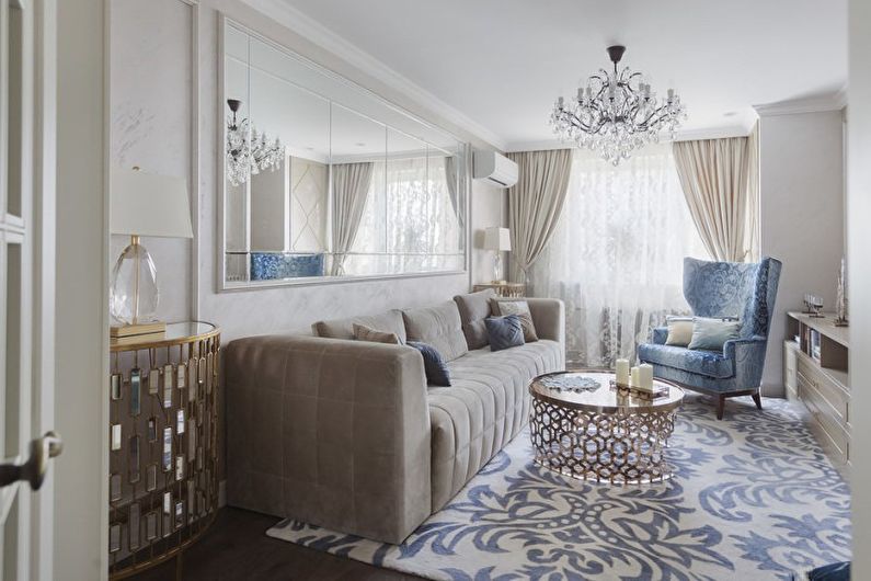 Design de interiores de sala de estar em cor branca - foto