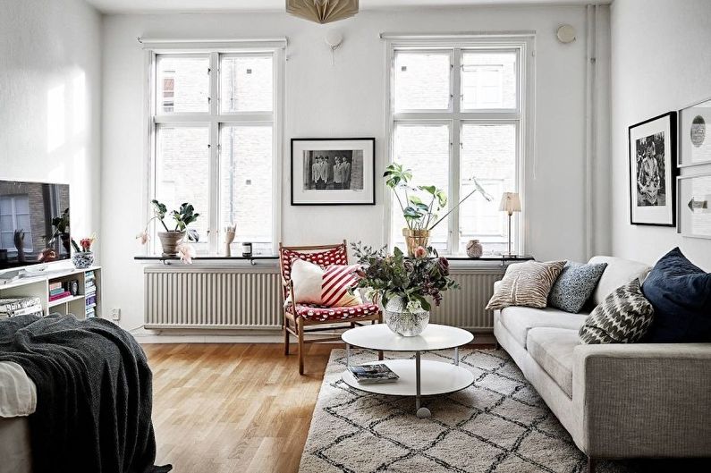 Design de interiores de sala de estar em cor branca - foto