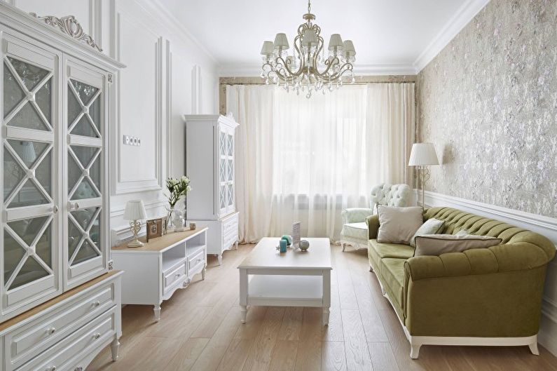 Design interior cameră de zi în culoare albă - fotografie