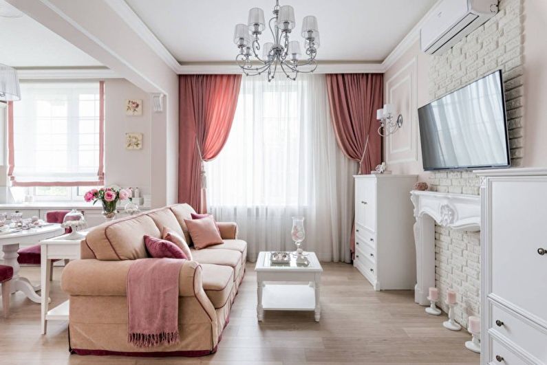 Sala de estar branca em estilo provençal - design de interiores