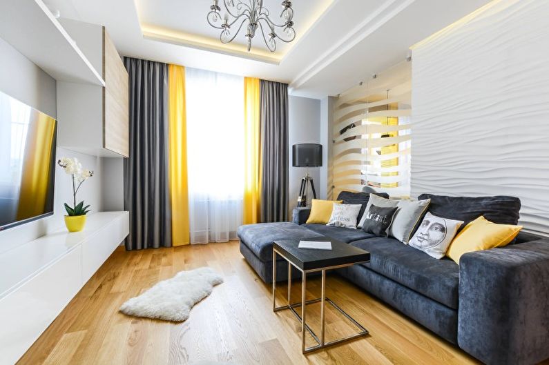 Design de interiores de sala de estar na cor branca - foto