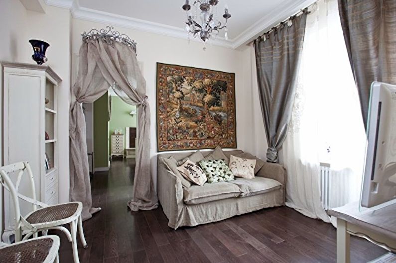 Sala de estar branca em estilo provençal - design de interiores