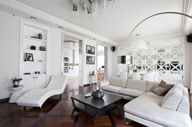 Art Deco Biały Salon - Projektowanie Wnętrz