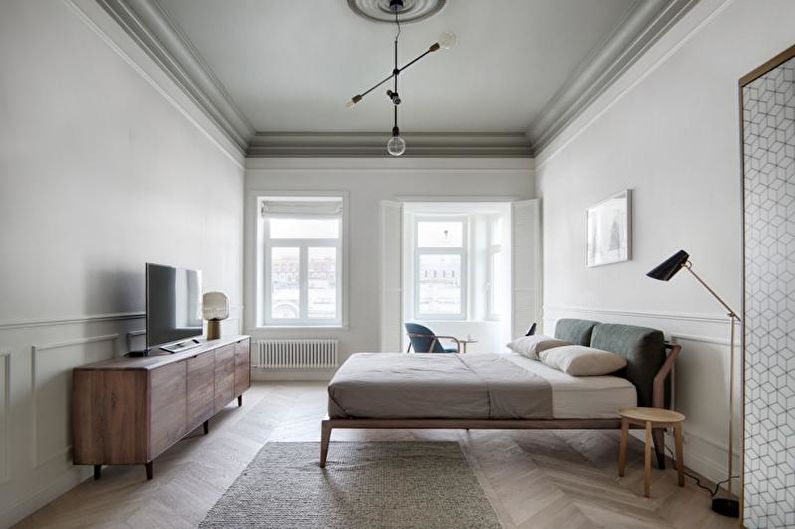 Hvitt skandinavisk soverom - interiørdesign
