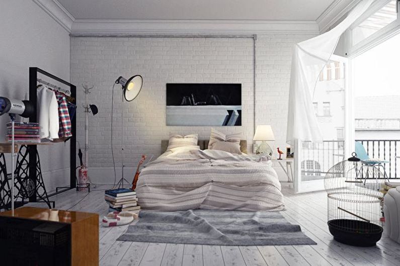 Design av hvitt soverom - veggdekorasjoner