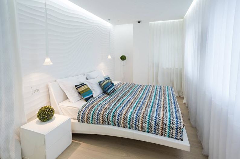 Interiørdesign av et hvitt soverom - foto
