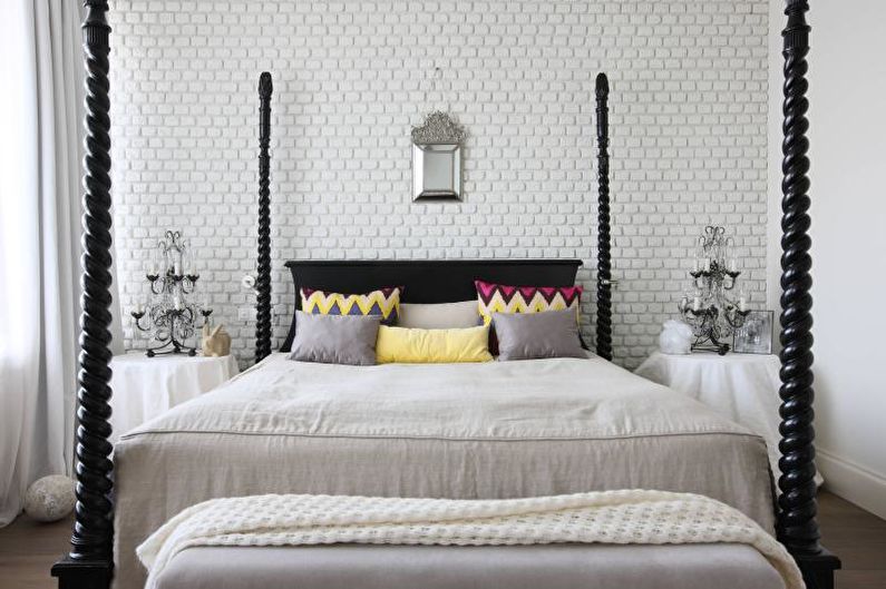 Interiørdesign av et hvitt soverom - foto