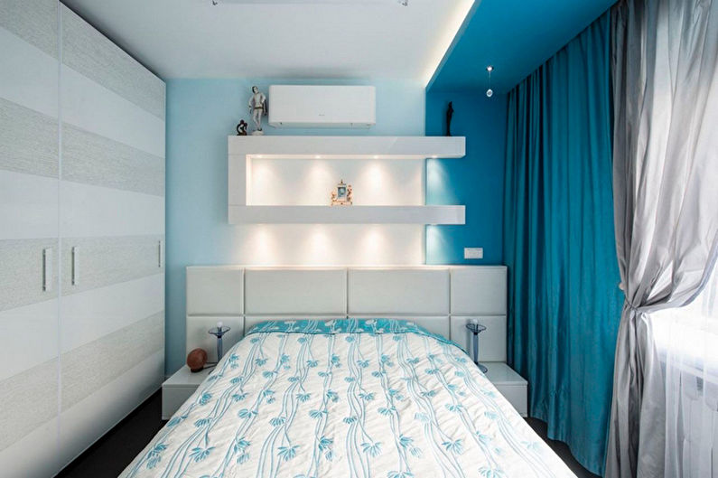 Turkis minimalistisk soverom - Interiørdesign