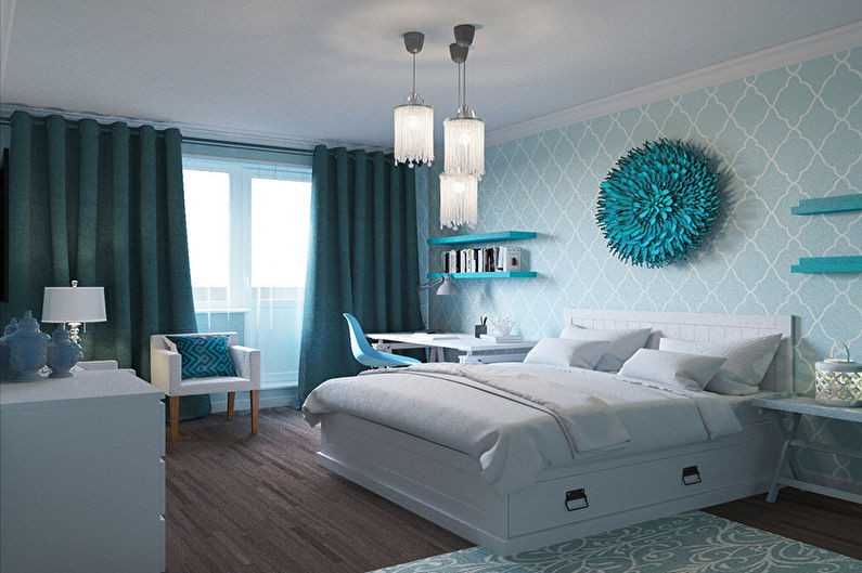 Dormitor turcoaz - fotografie de design interior