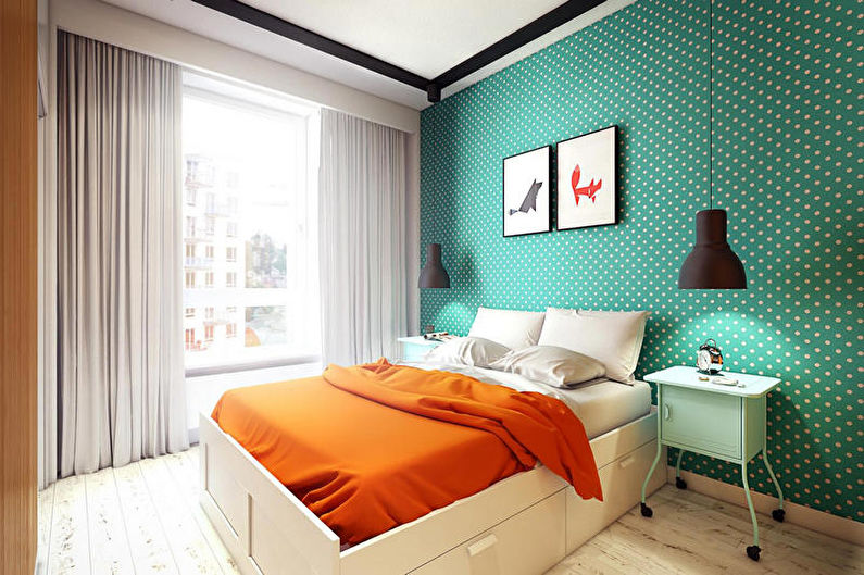 Dormitor turcoaz în stil modern - Design interior