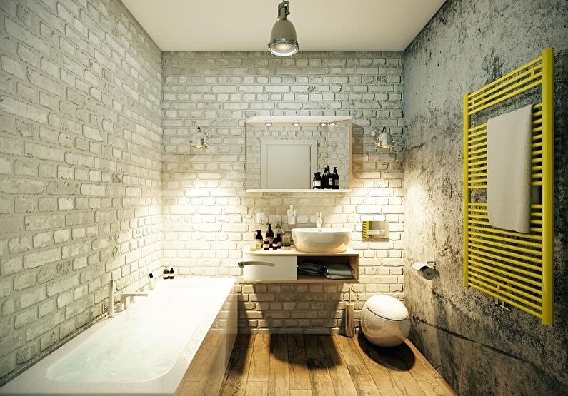 עיצוב חדר אמבטיה קטן בסגנון לופט
