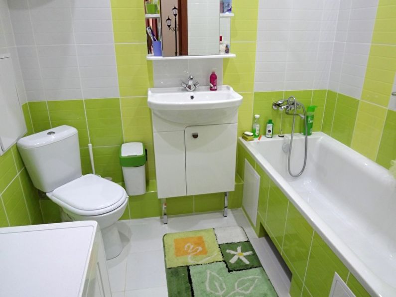 עיצוב אמבטיה קטן בגווני ירוק