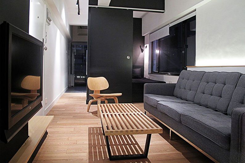Diseño de un apartamento tipo estudio al estilo del minimalismo.