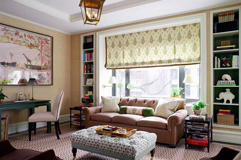 Romerska persienner - Design av gardiner för vardagsrummet