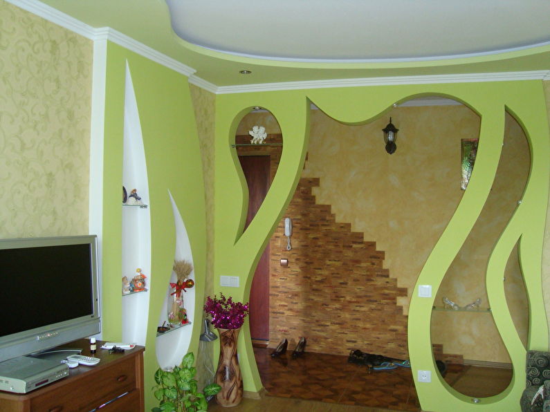 Arco interior de cartón yeso - sala de estar, diseño
