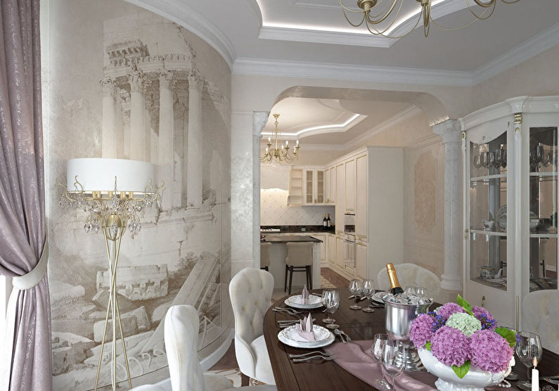 Gipsbue på kjøkkenet i klassisk stil - design