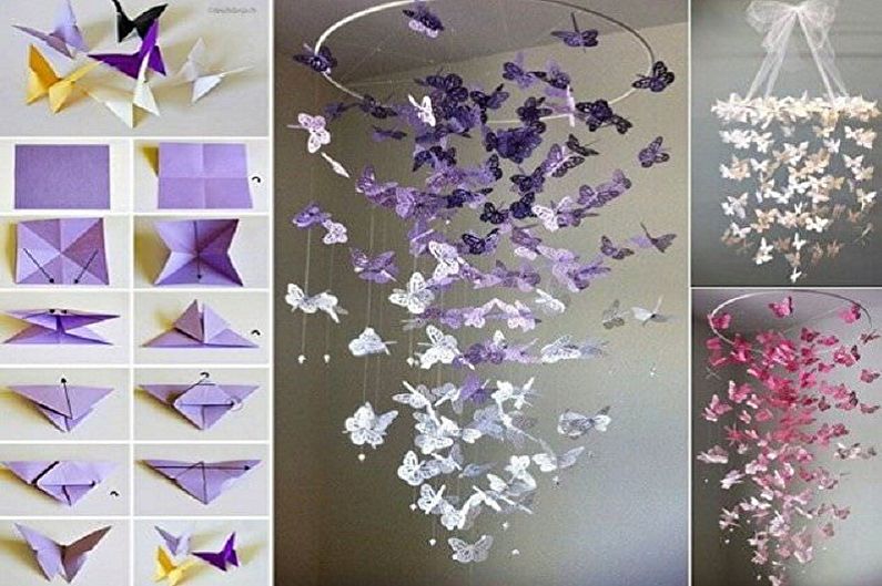 Borboletas na parede com as próprias mãos - Borboleta de origami feita de papel