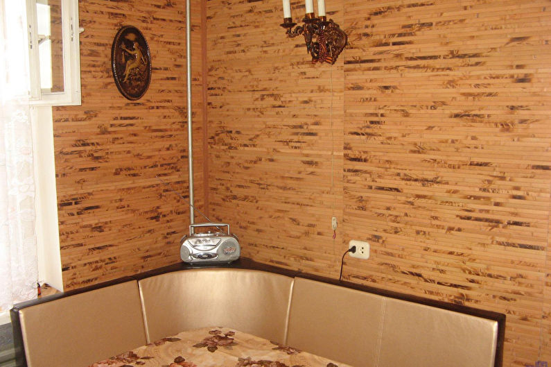 Bambusová tapeta v kuchyni - interiérový dizajn