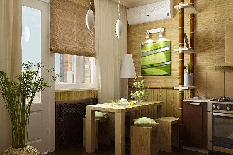 Bambusové tapety v kuchyni - interiérový dizajn