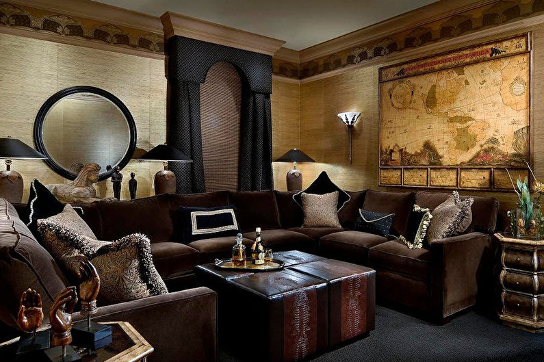 Papel pintado de bambú en la sala de estar - Diseño de interiores