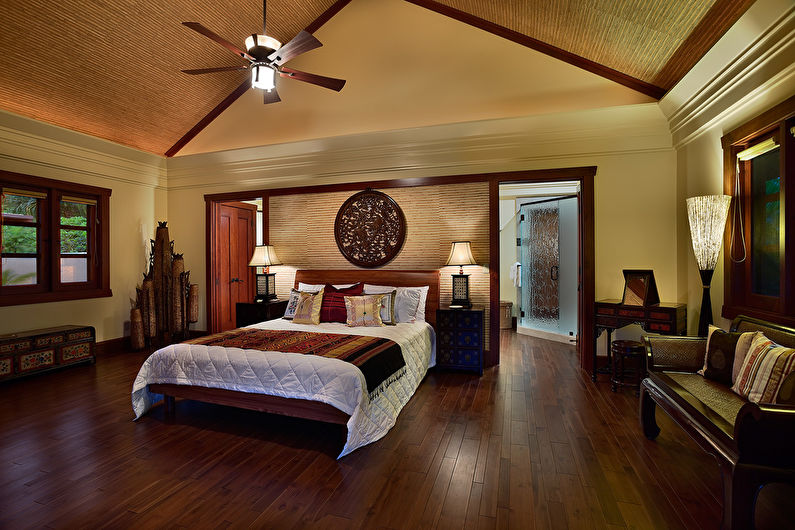 Papel pintado de bambú en el dormitorio - Diseño de interiores