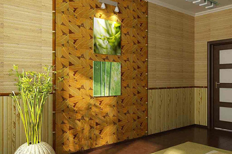 Tapeta bambusowa w przedpokoju - Projektowanie wnętrz
