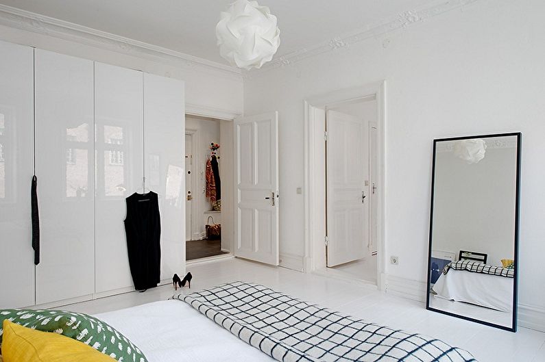 Puertas blancas en diferentes estilos de interiores - estilo escandinavo