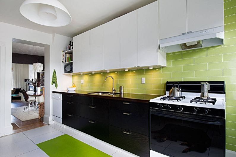 Cozinha branco-verde - Combinação com preto