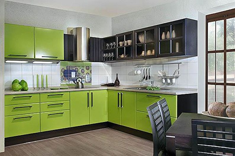 Cozinha branco-verde - Combinação com preto