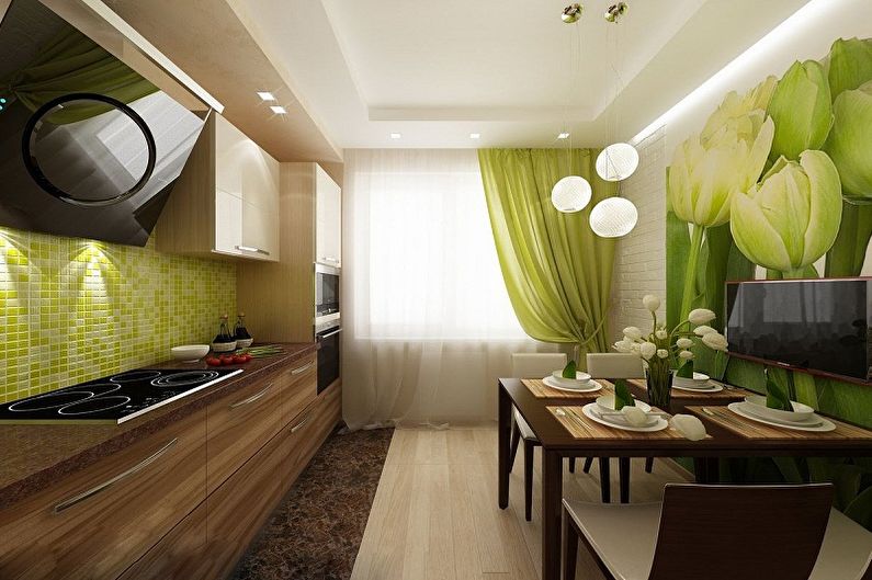 Cocina de estilo ecológico verde y blanco - Diseño de interiores