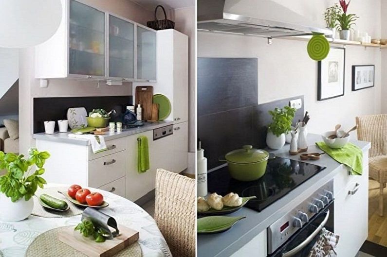 Design de cozinha branco-verde - Recursos de combinação de cores