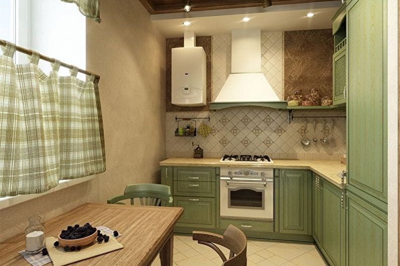 Cozinha branco-verde - Combinação com marrom