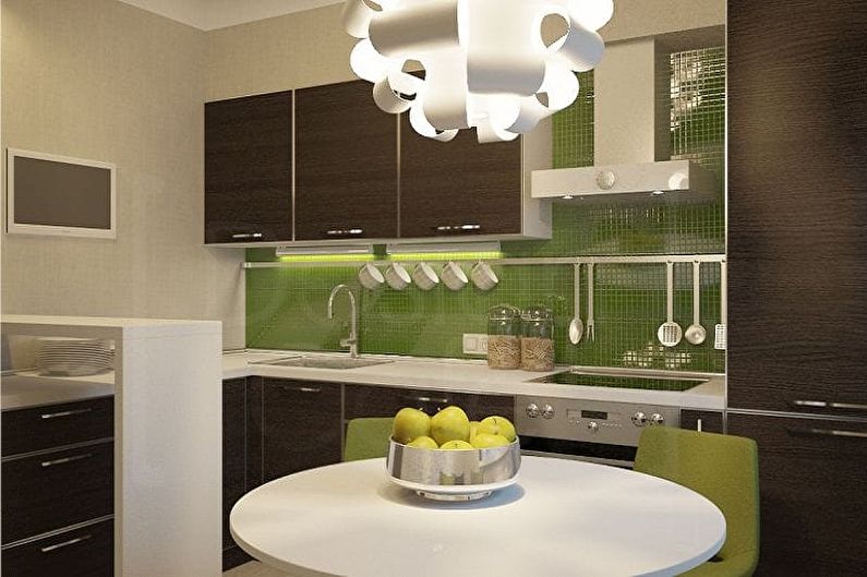 Cozinha branco-verde - Combinação com marrom