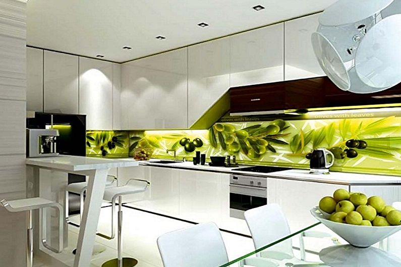 Design de interiores de cozinha verde-branco - foto