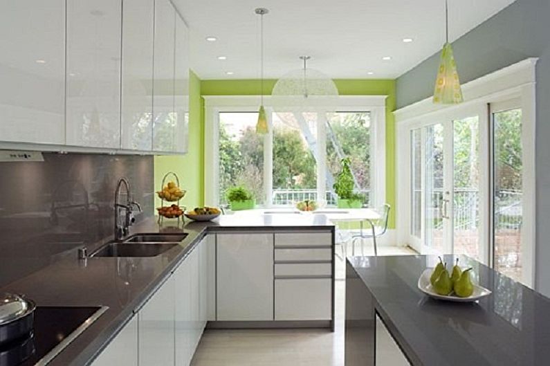 Cozinha branco-verde - Combinação com cinza