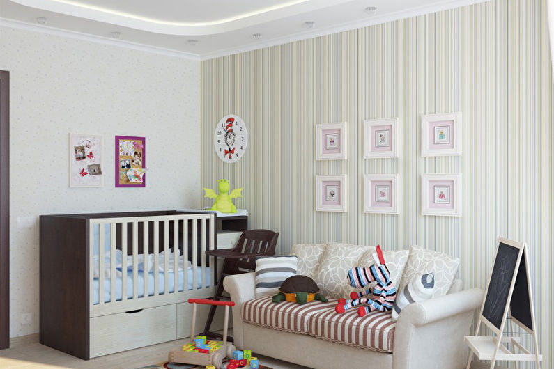 Béžová tapeta v detskej izbe - interiérový dizajn