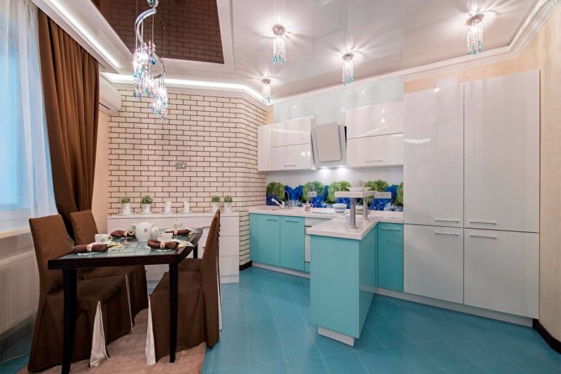 Design de bucătărie turcoaz - Iluminat și aparate de bucătărie