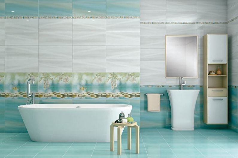 עיצוב אמבטיה טורקיז - גימור רצפה