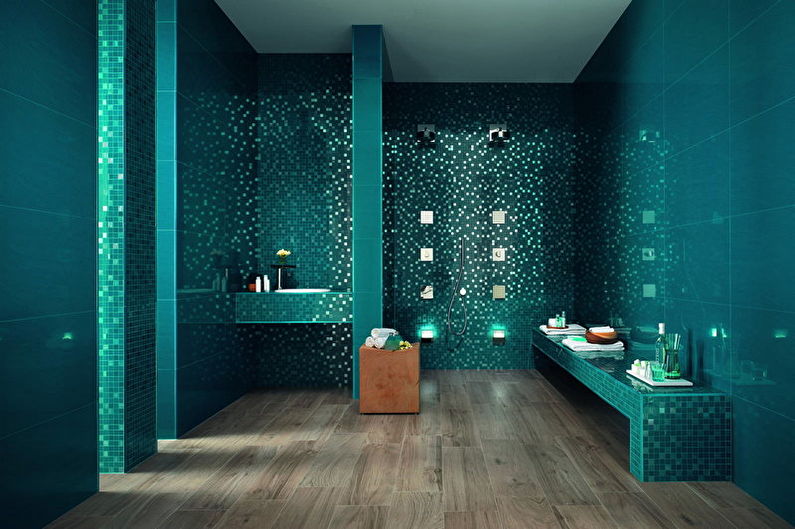 עיצוב חדרי אמבטיה טורקיז - גימור רצפה