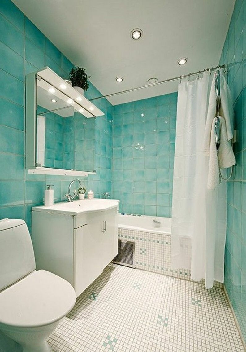 עיצוב אמבטיה טורקיז - גימור תקרה