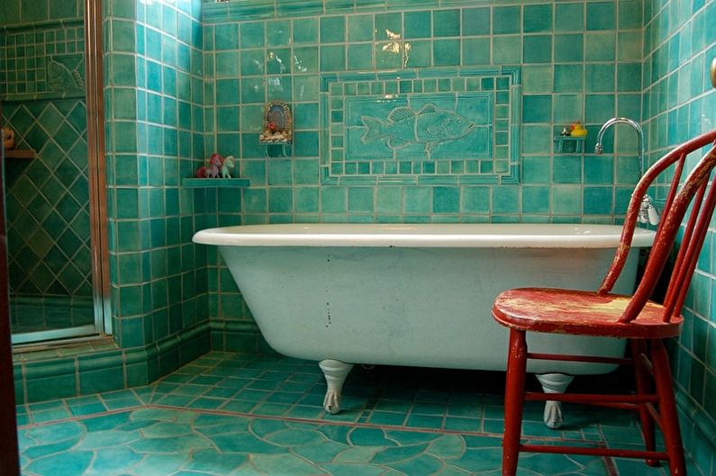 Baño retro turquesa - Diseño de interiores