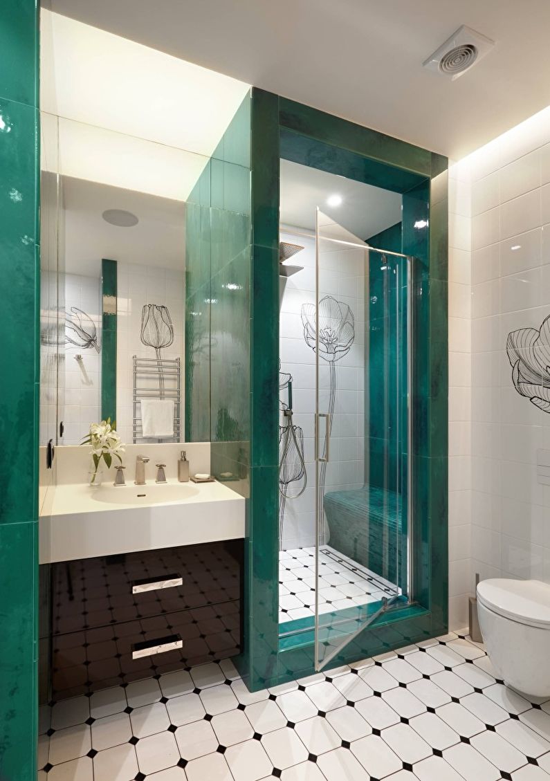 Τυρκουάζ μπάνιο - φωτογραφία εσωτερικού σχεδιασμού