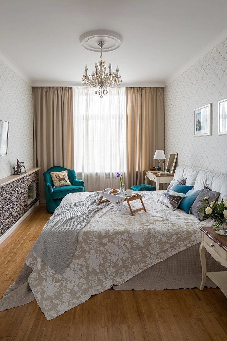 Zdjęcie sypialni w kolorze turkusowym - Projektowanie wnętrz