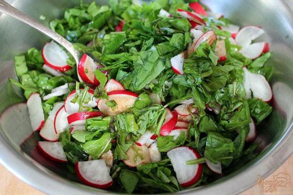 Salat aus Bärlauch, Rettich und Gurke