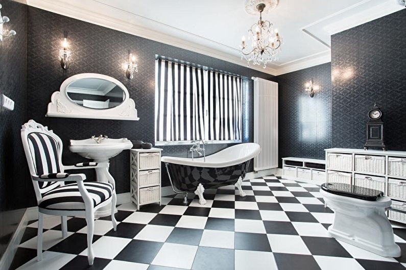 חדר אמבטיה שחור ארט דקו - עיצוב פנים