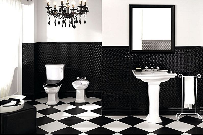 עיצוב חדר אמבטיה שחור - גימור רצפה